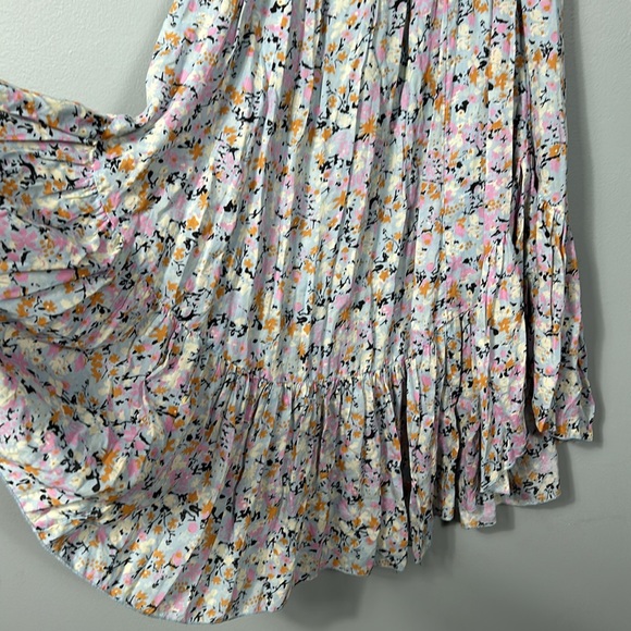 Free People Ivory Floral Print Maxi Skirt Elastic Band size XS - Picture 11 of 16